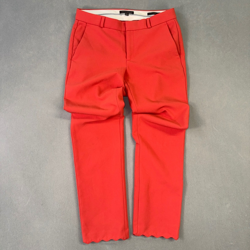 Banana Republic Avery Red Scalloped Hem Dress Pants Trousers 4L Long